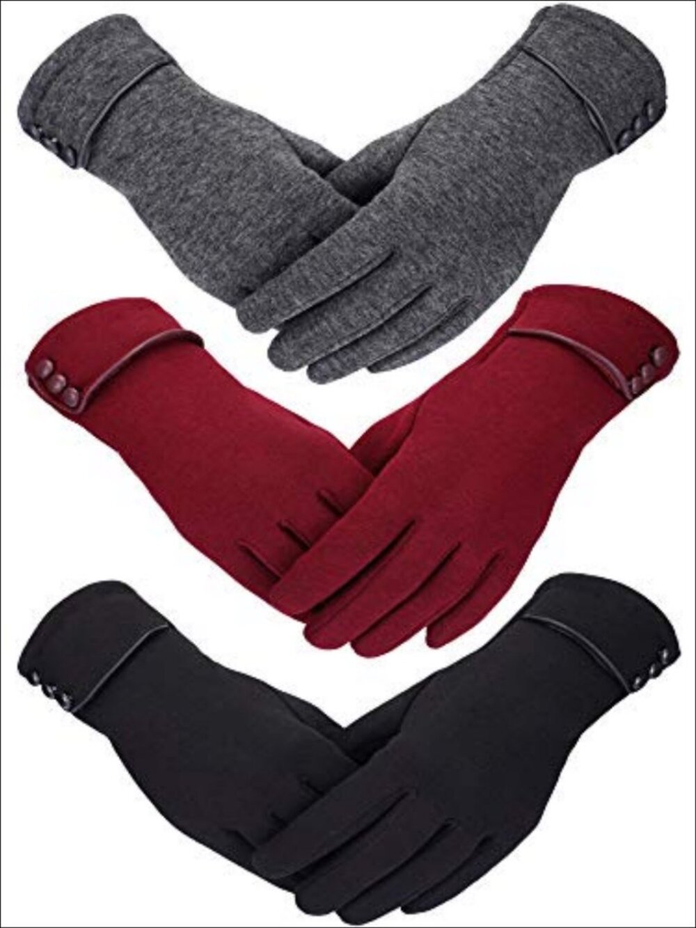 3 Pairs Women's Winter Gloves Touchscreen Texting Fleece Lined Cold Weather